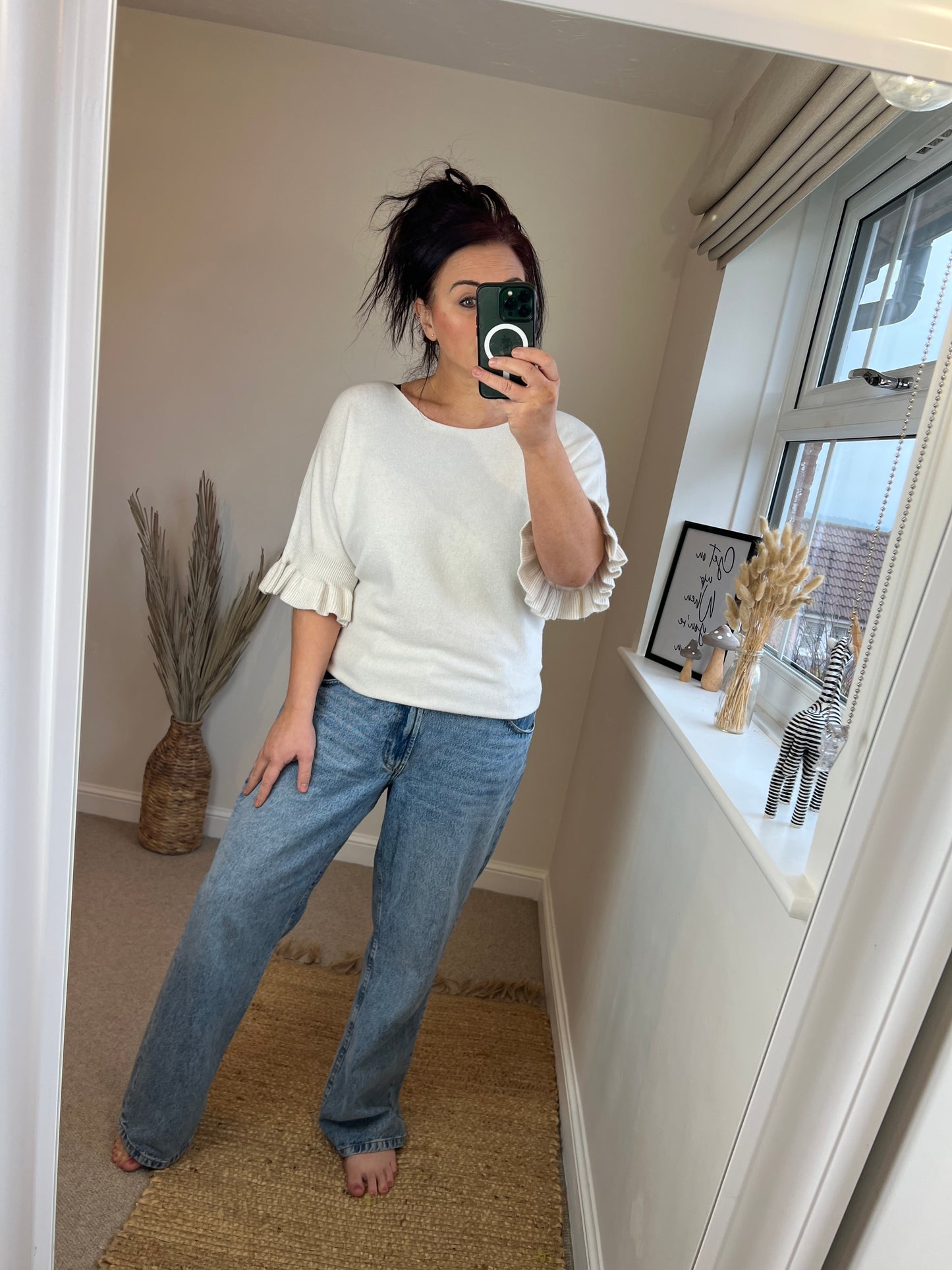 Flute Sleeve Jumper - Cream