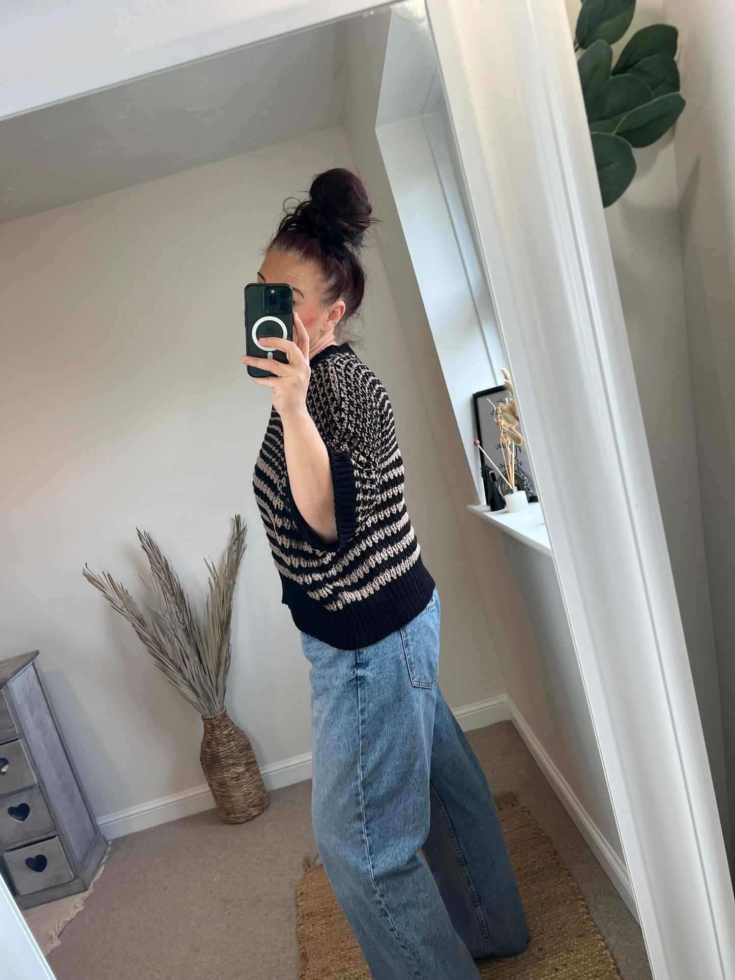 Chunky Knit Stripe Jumper - Black/Mocha