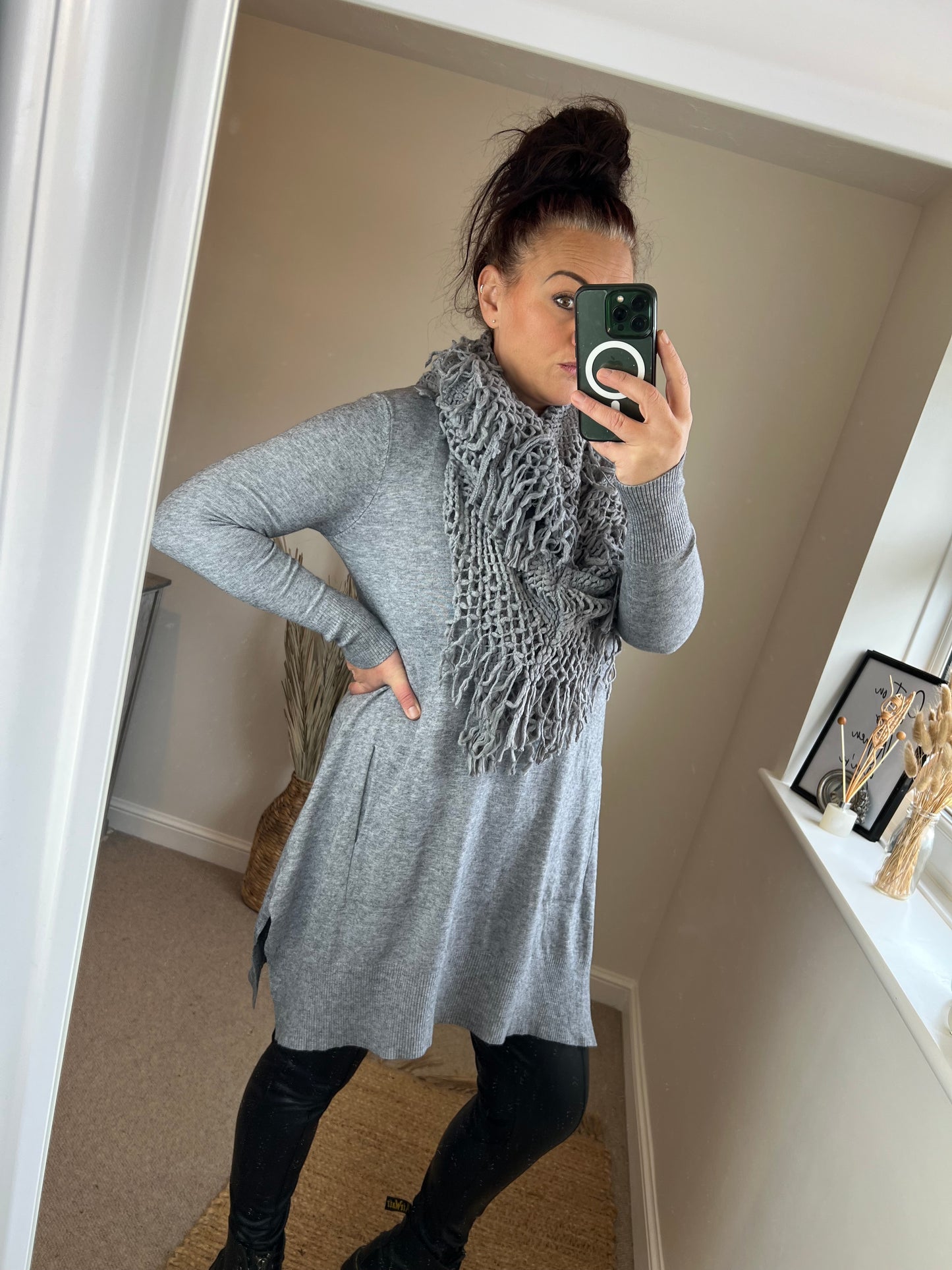 Scarf Jumper - Grey