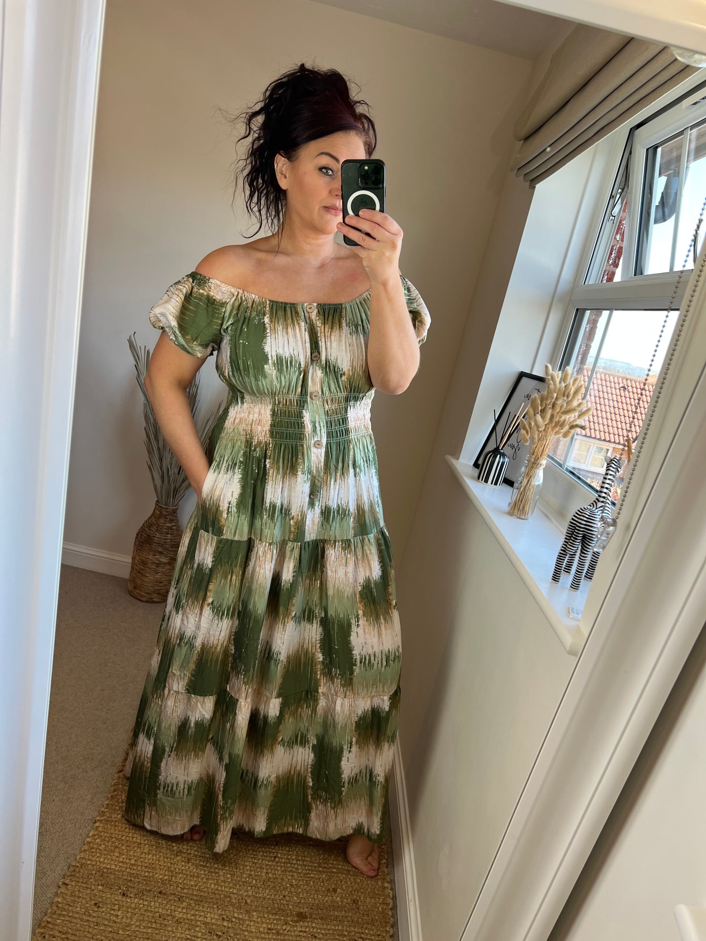 STEVIE Maxi Button Dress with Pockets - Khaki