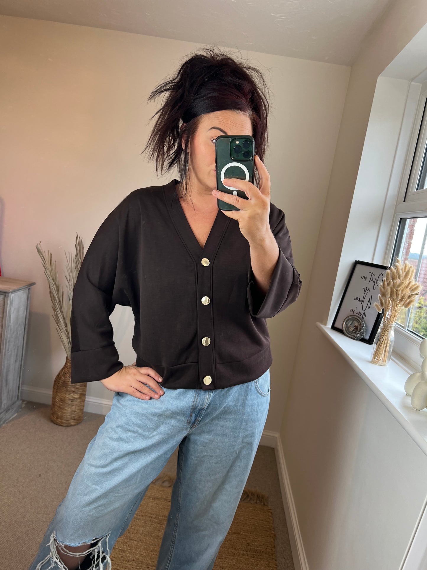 Soft Jersey Cardigan - Chocolate