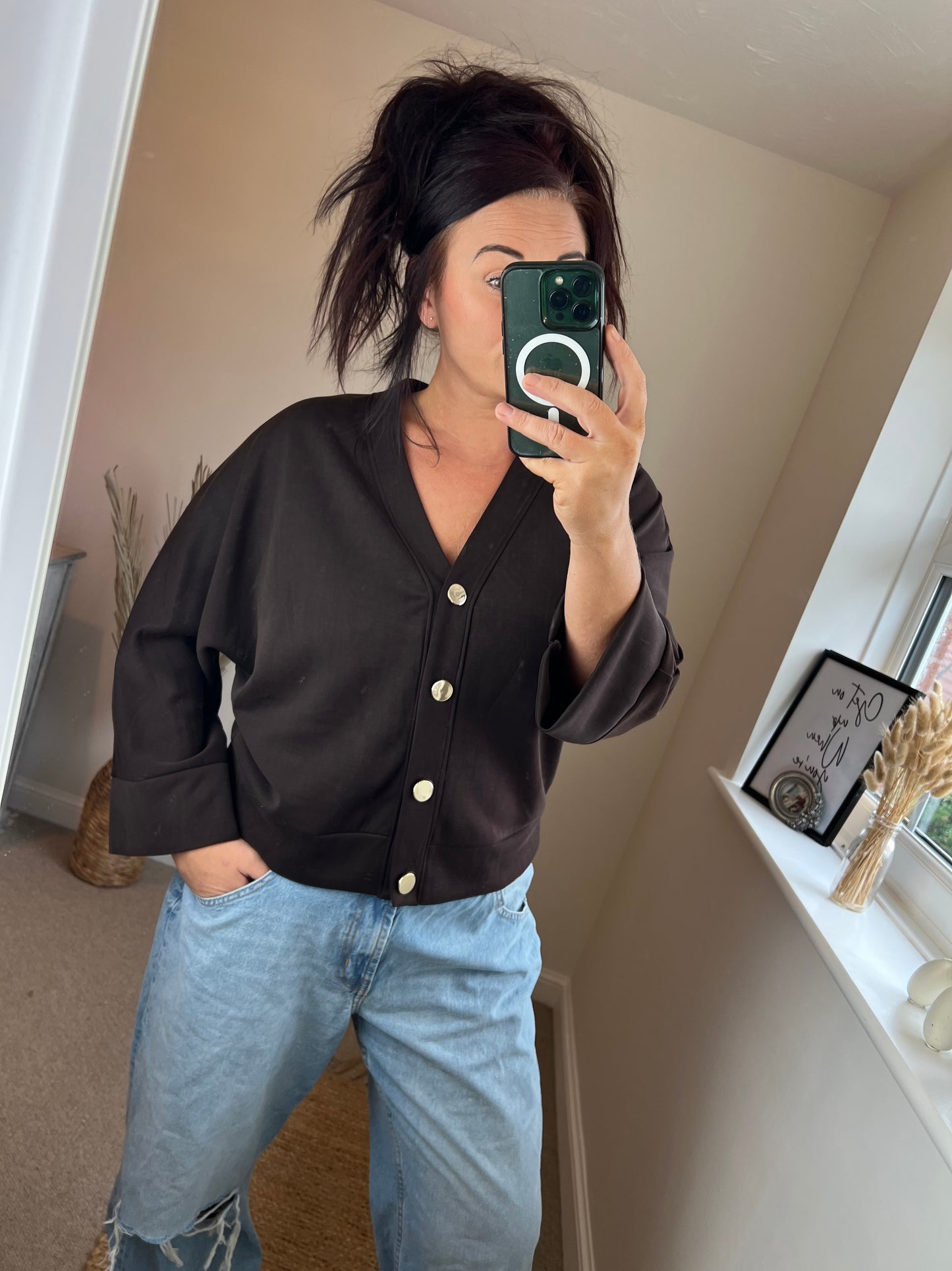 Soft Jersey Cardigan - Chocolate