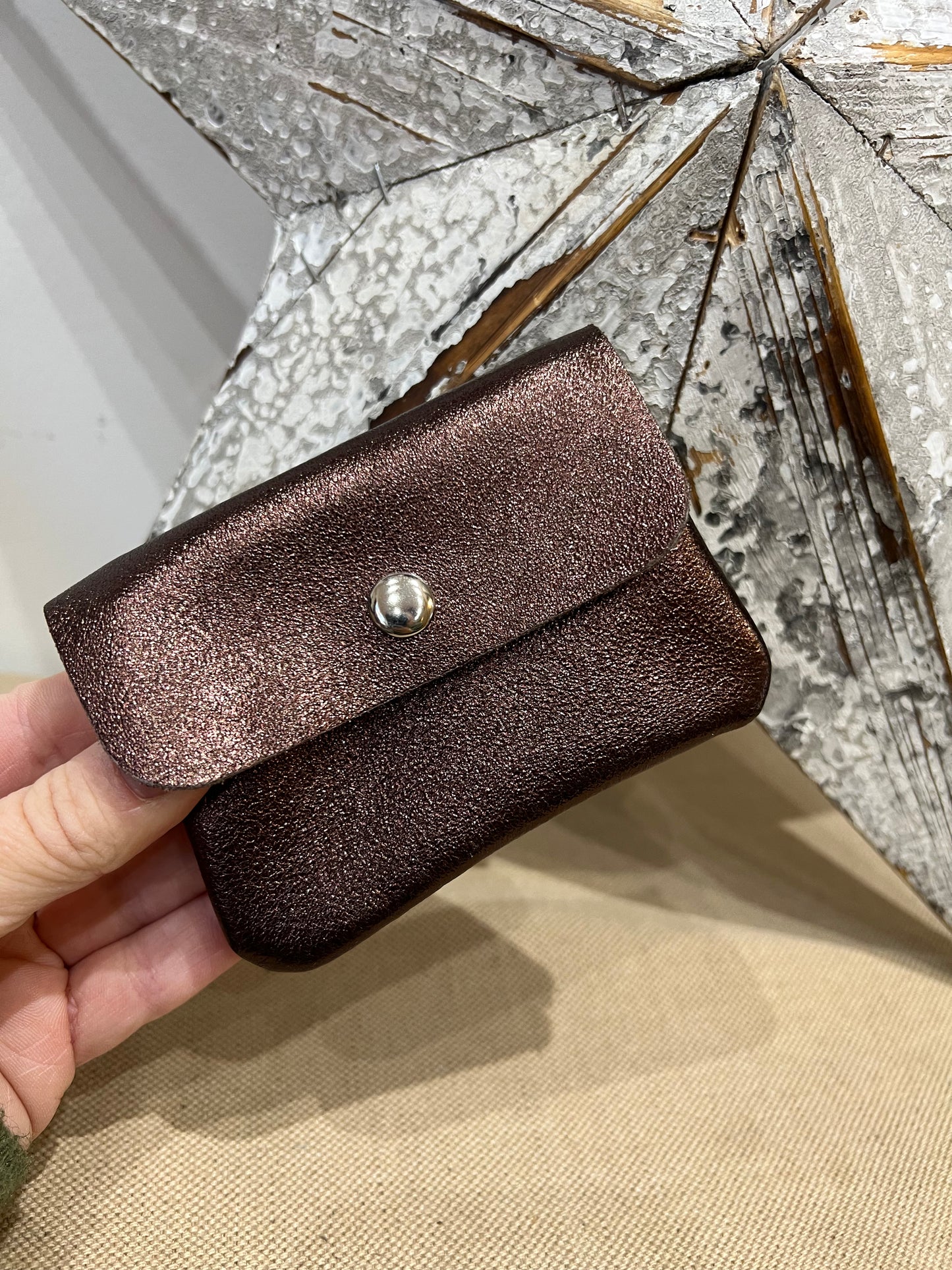 Leather Purse - Metallic Chocolate