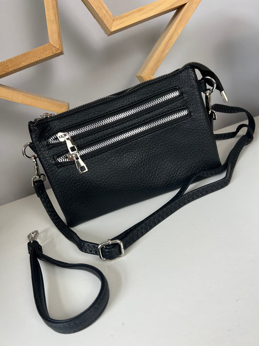 Multi Pocket Crossbody Bag - Black