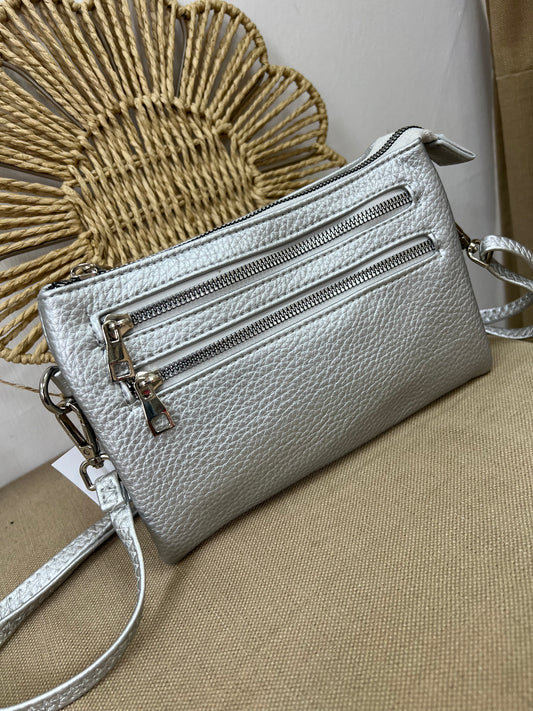Multi Pocket Crossbody Bag - Silver