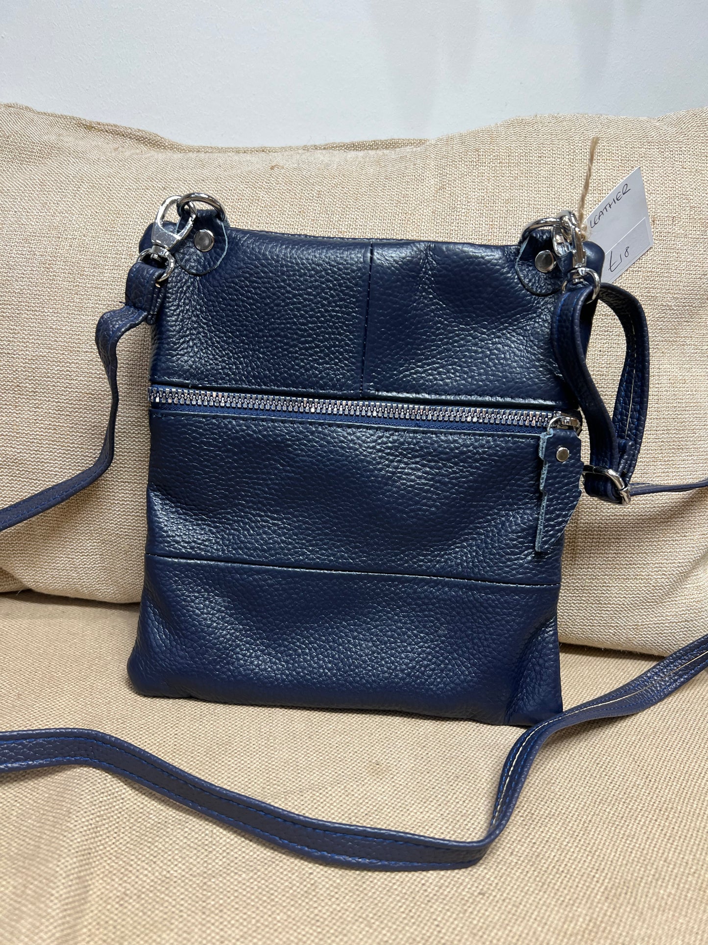Leather Crossbody Bag - Navy