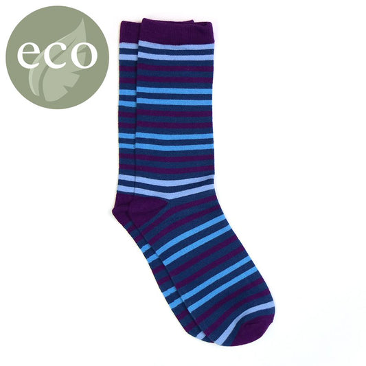 Men’s Bamboo Socks (1 pair) - Blue/Purple Stripe