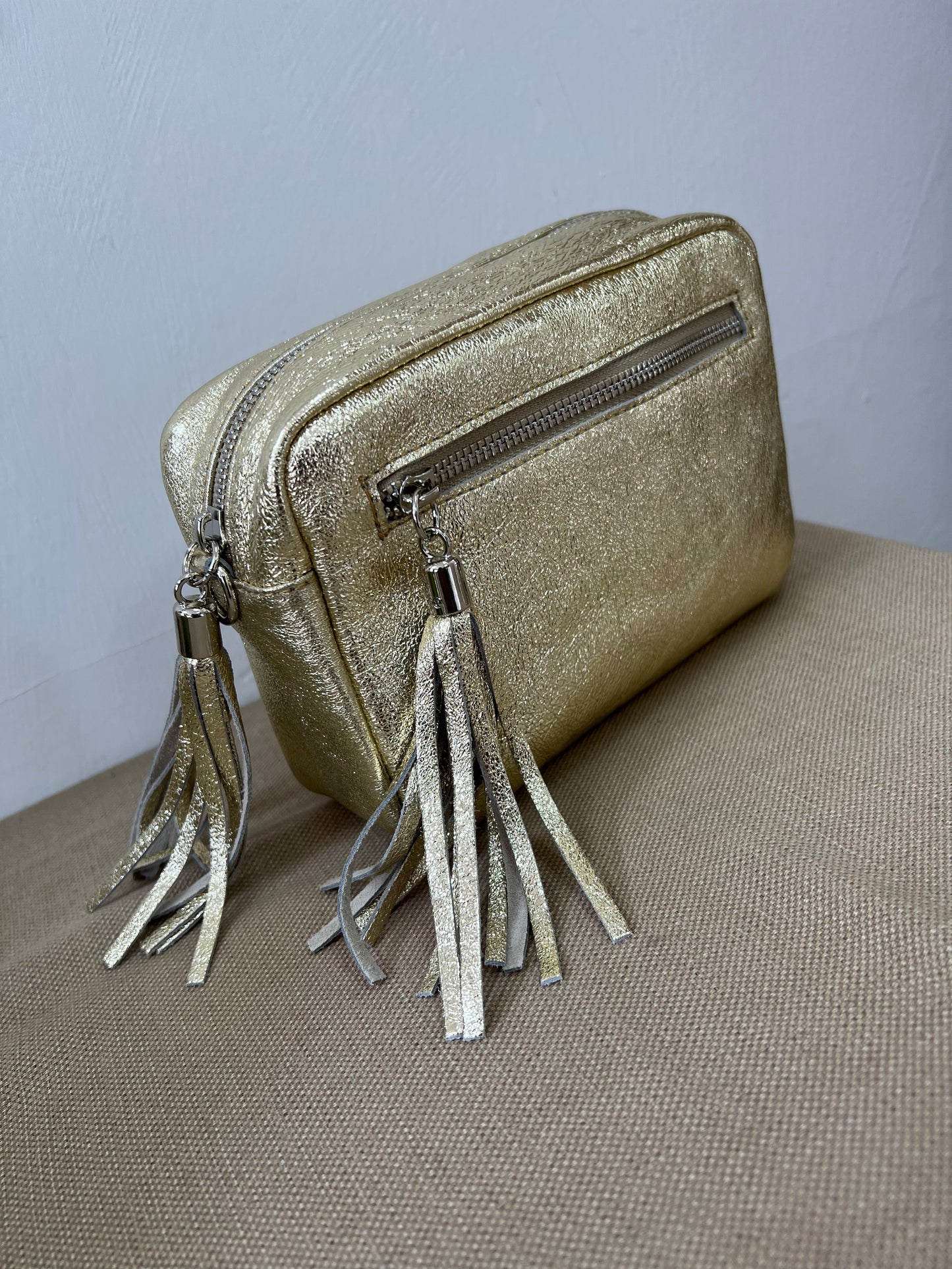 Leather Camera Bag - Gold