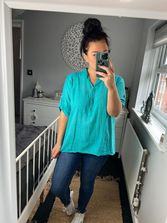 Plain Cotton Shirt - Turquoise