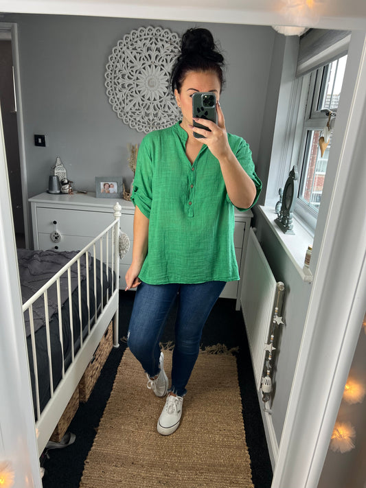 Plain Cotton Shirt - Green