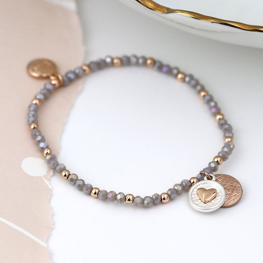 Peace Of Mind - Silver Plated Rose Gold Heart Bracelet