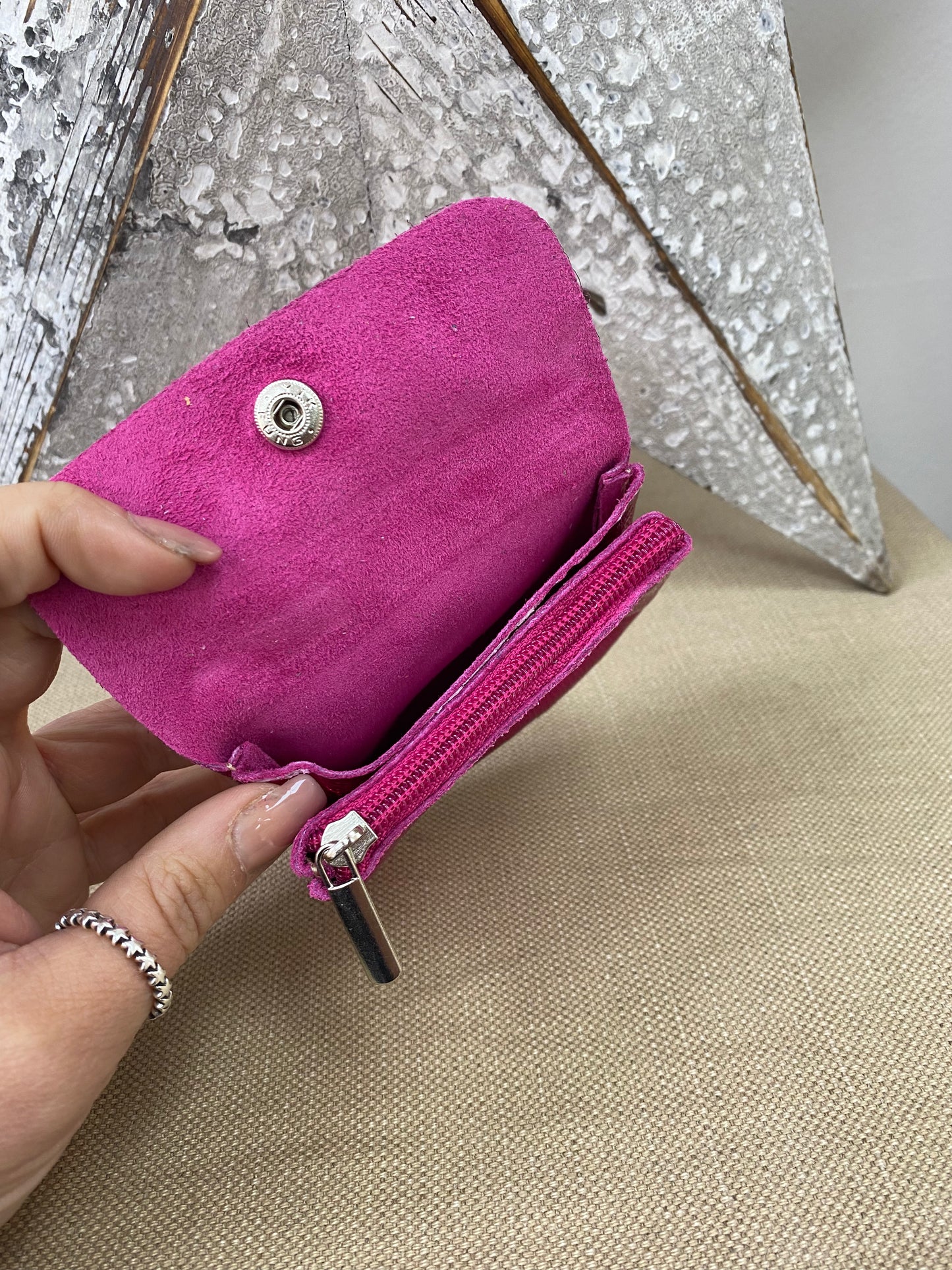 Leather Purse - Metallic Cerise