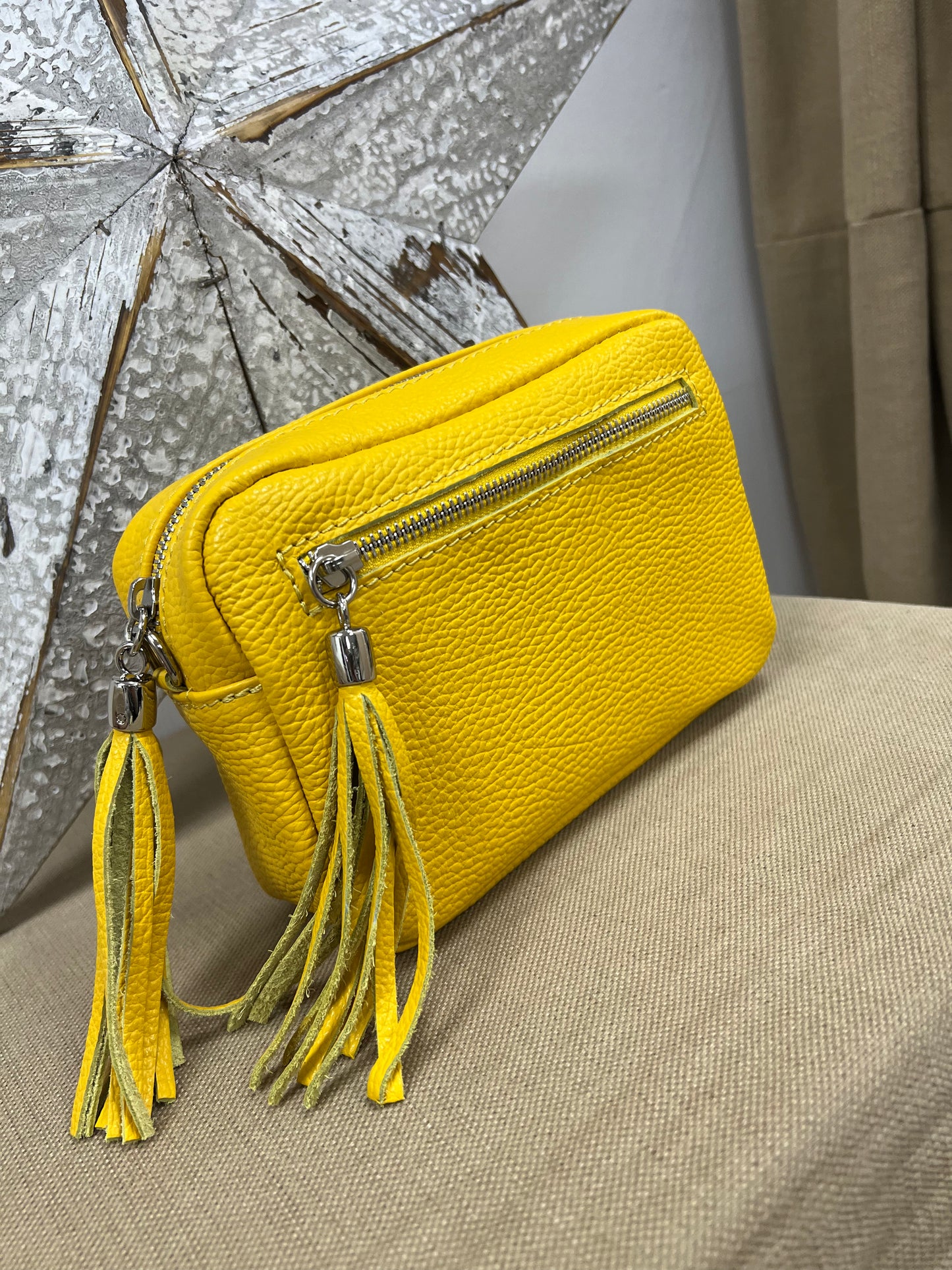 Leather Camera Bag - Yellow