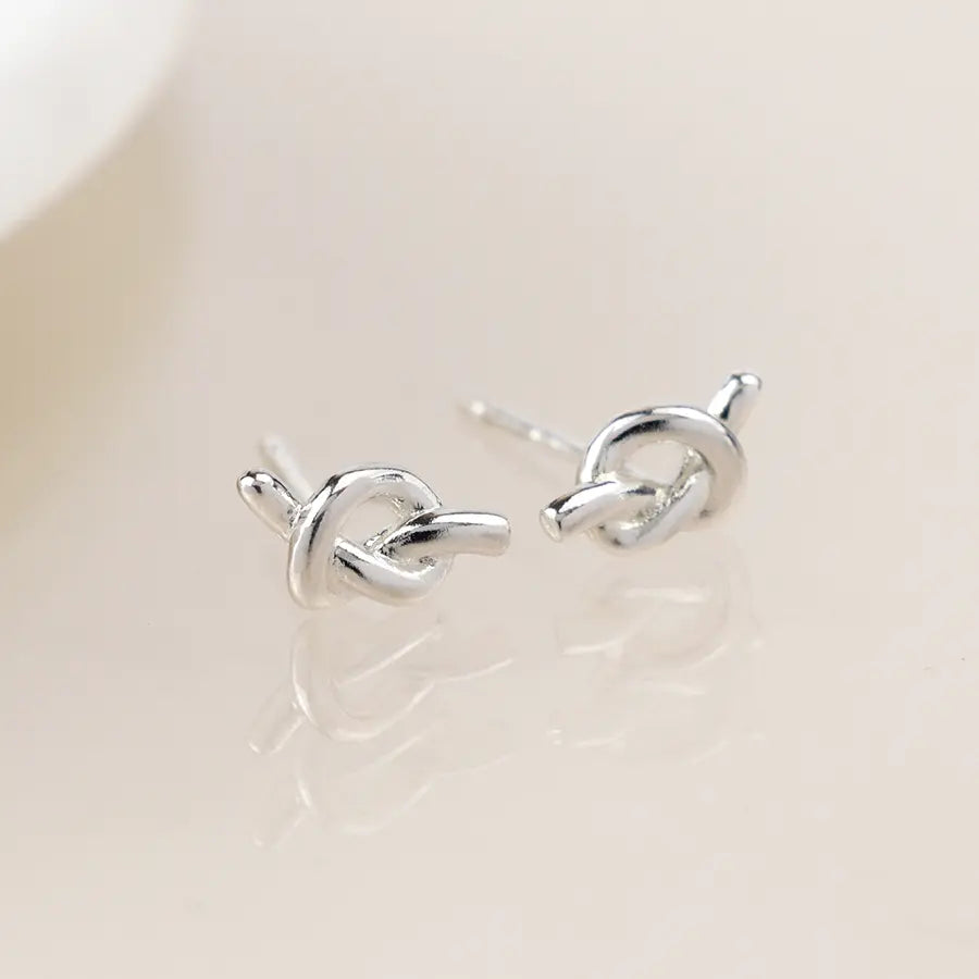 Peace of Mind - Silver Plated Dainty Knot Earrings