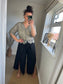 Split Front Wrap Trousers - Black