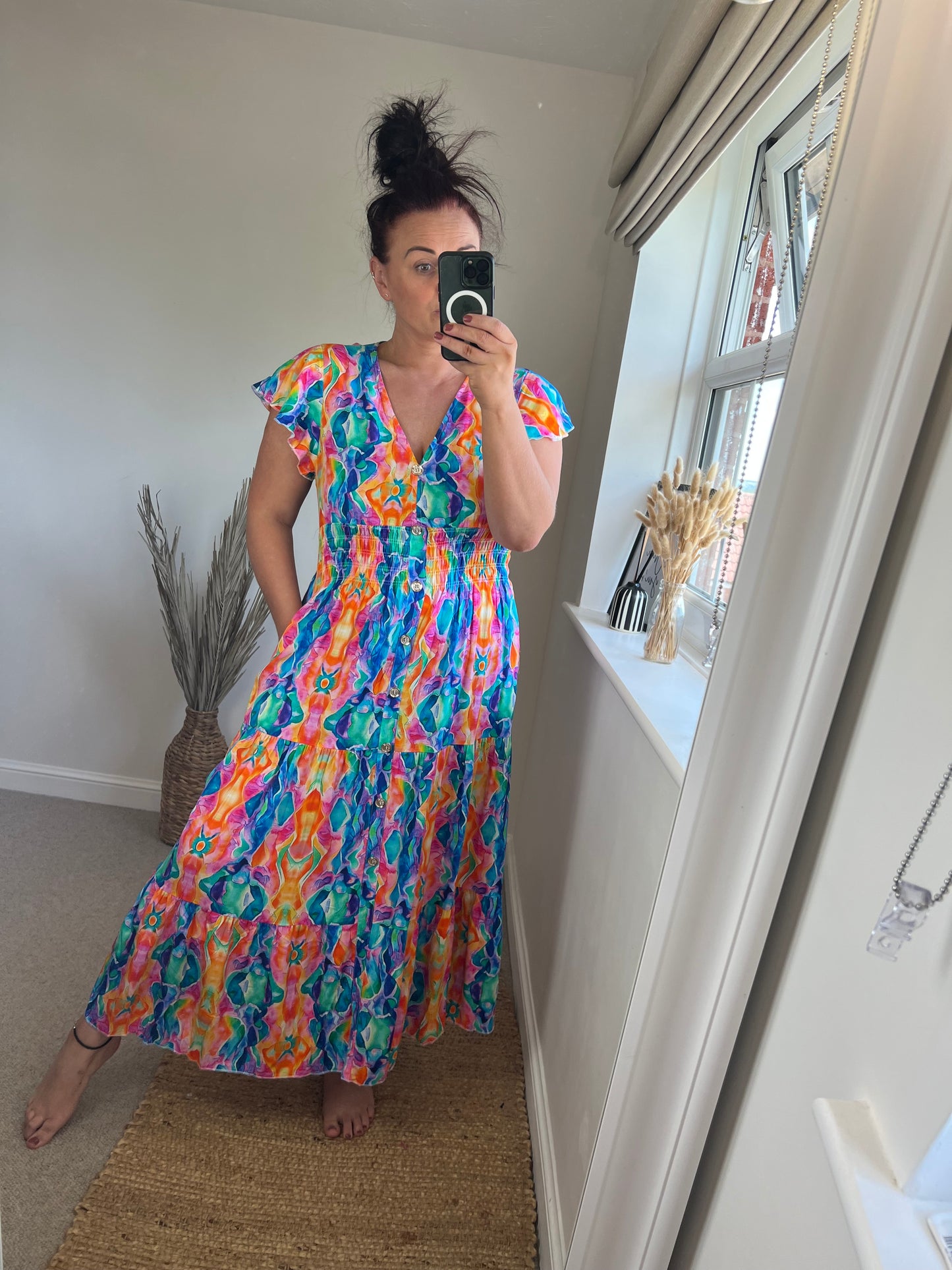 LOTTIE Maxi Button Dress with Pockets -  Bright