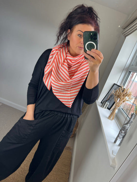 Cotton Triangle Scarf - Coral