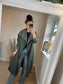Boucle Open Front Coat - Khaki