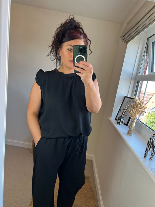 Frill Sleeve Top - Black