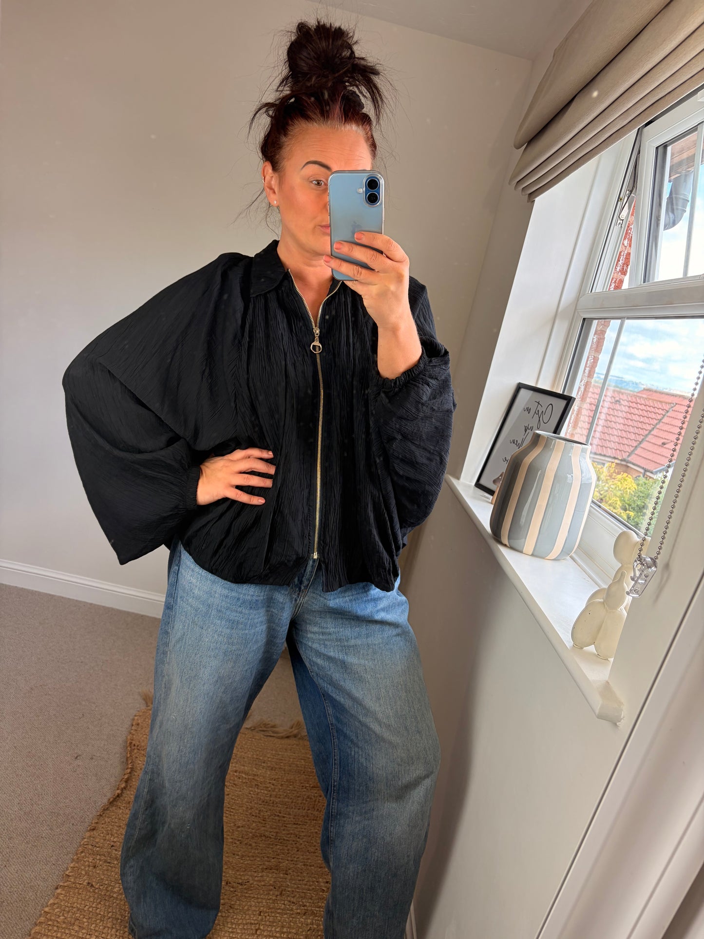 Crinkle Puff Jacket - Black