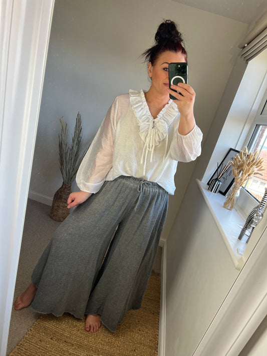 Ruffle Shirt - White