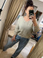V Neck Jumper - Beige