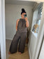 Crinkle Halter Neck Top - Chocolate