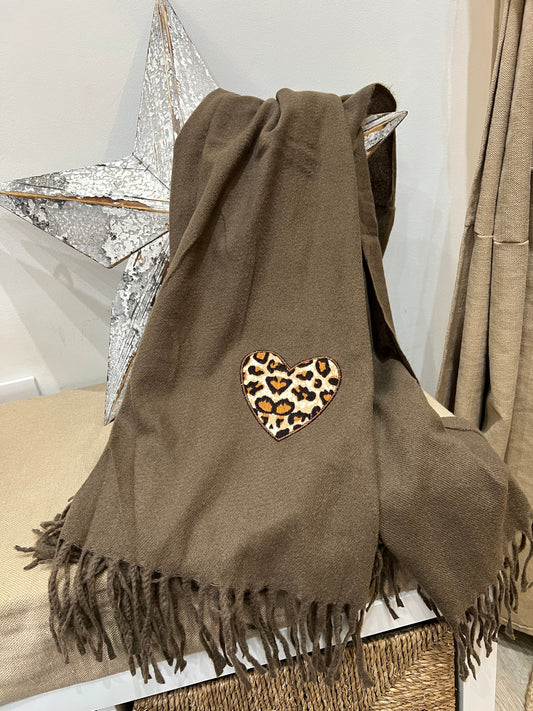 Medium Scarf - Leopard Heart Chocolate