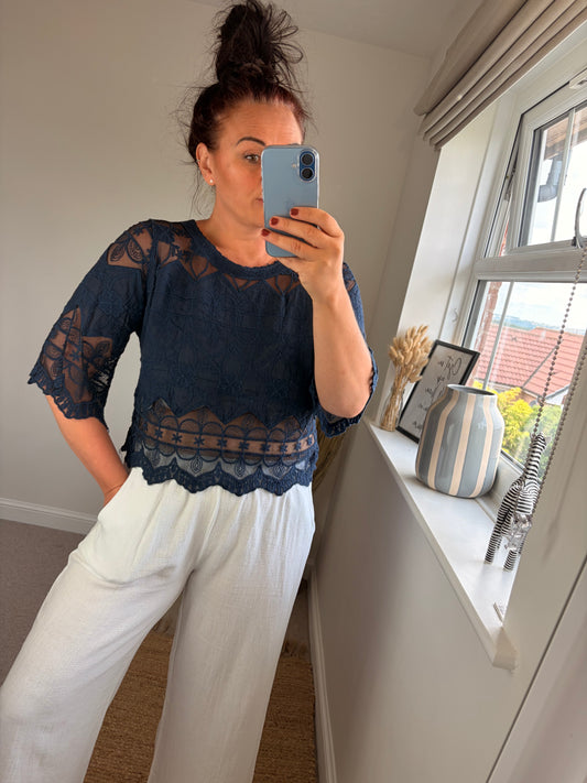Lace Top - Navy