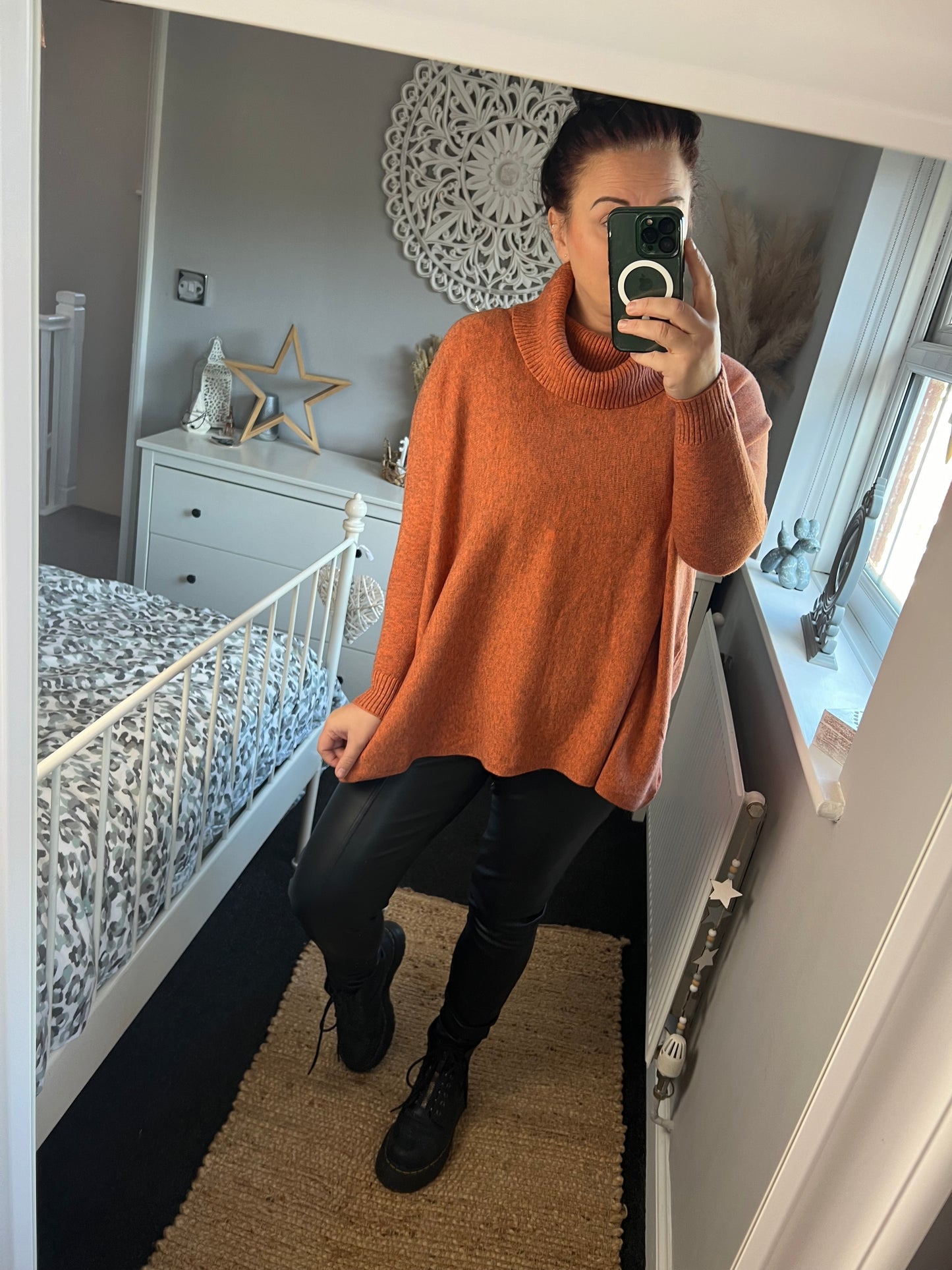 Slouch Roll Neck Jumper - Rust