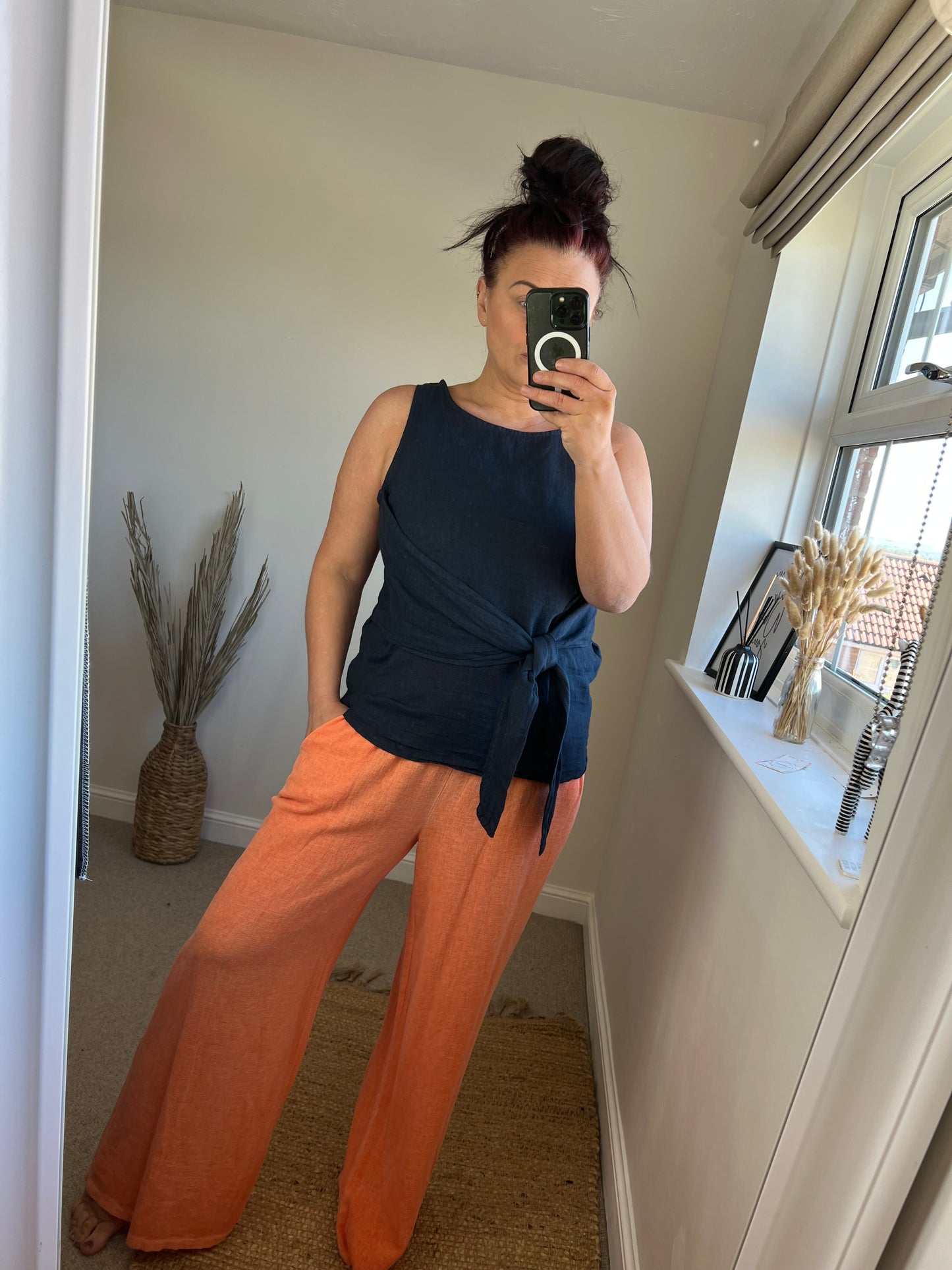 Linen Toe Top - Navy