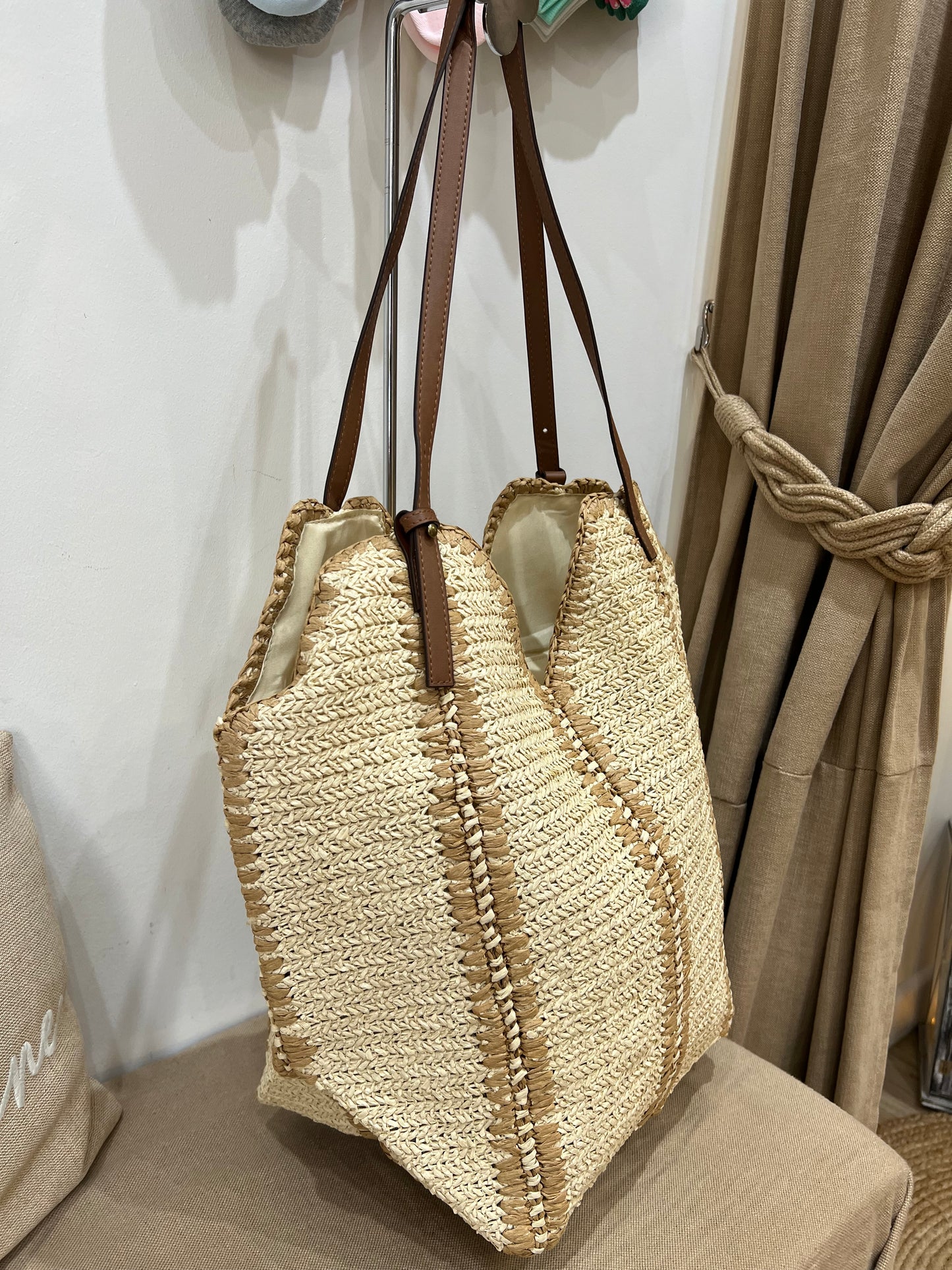 Straw Beach Bag - Cream