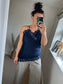 Lace Asymmetrical Cami - Navy