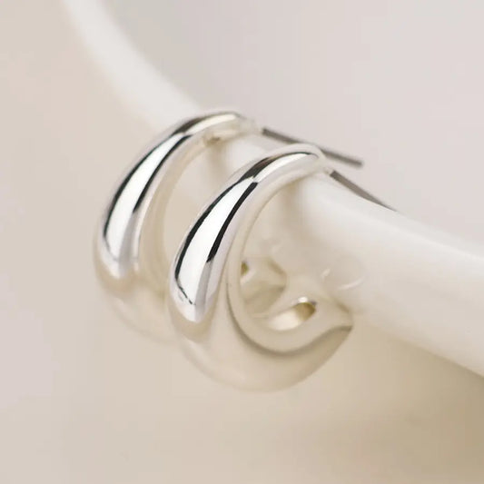 Peace of Mind - Silver Plated Curve Hoop Earrings