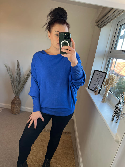 Button Back Jumper - Cobalt