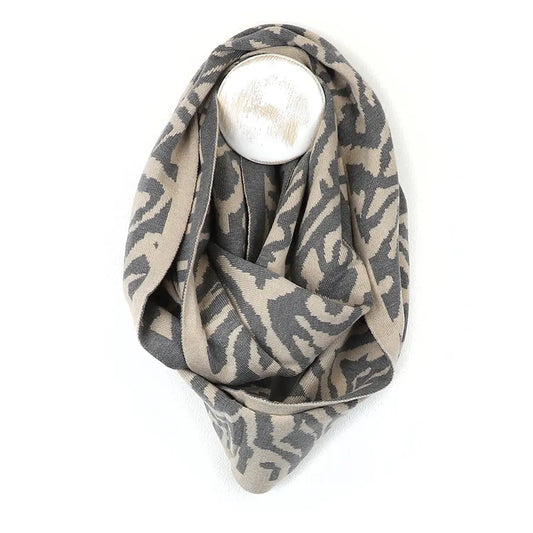 Snood Scarf - Grey/Beige