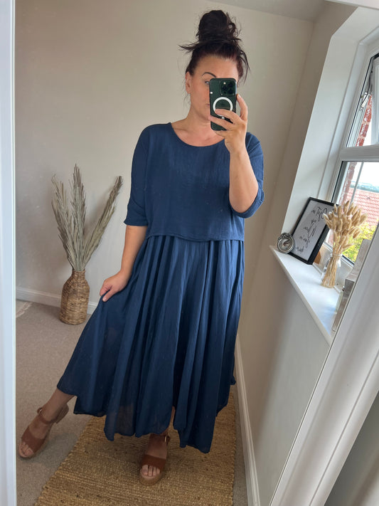 Two Piece Dress - Navy