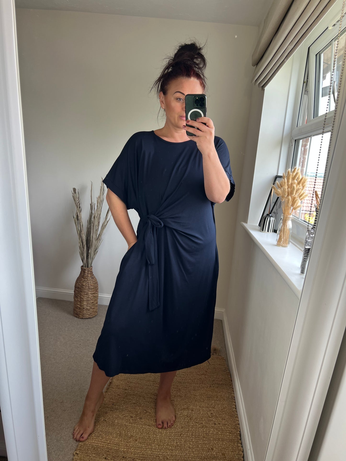 Tie Side Dress - Navy