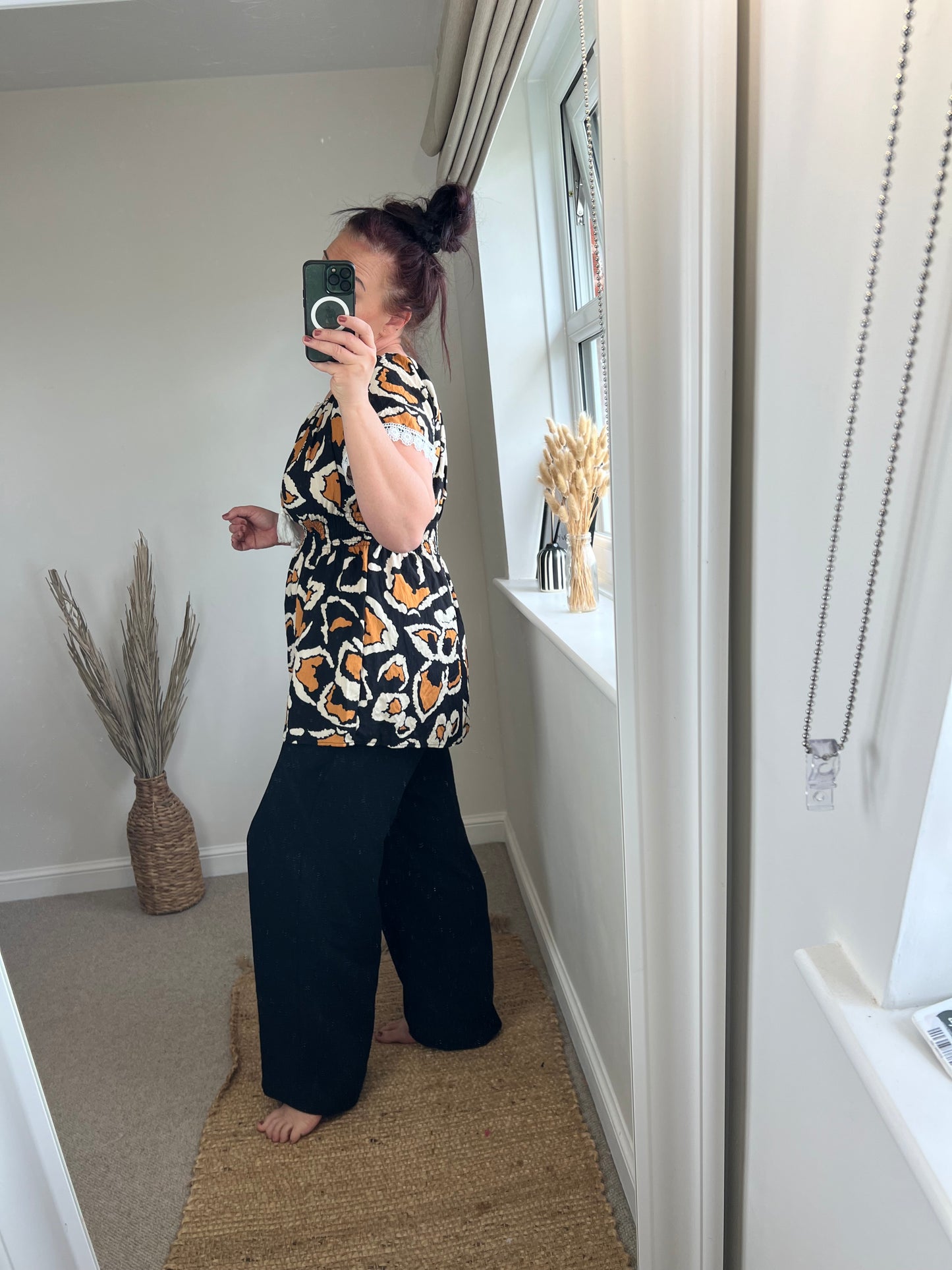Shirred Waist Top - Black