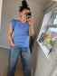 Ruffle Sleeve Tshirt - Blue