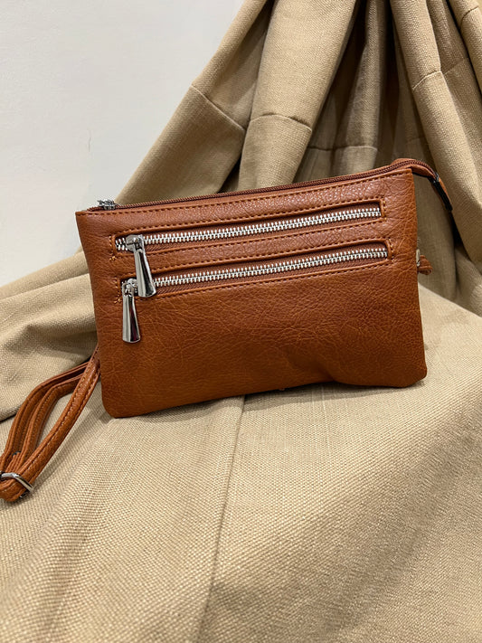 Multi Pocket Crossbody Bag - Tan