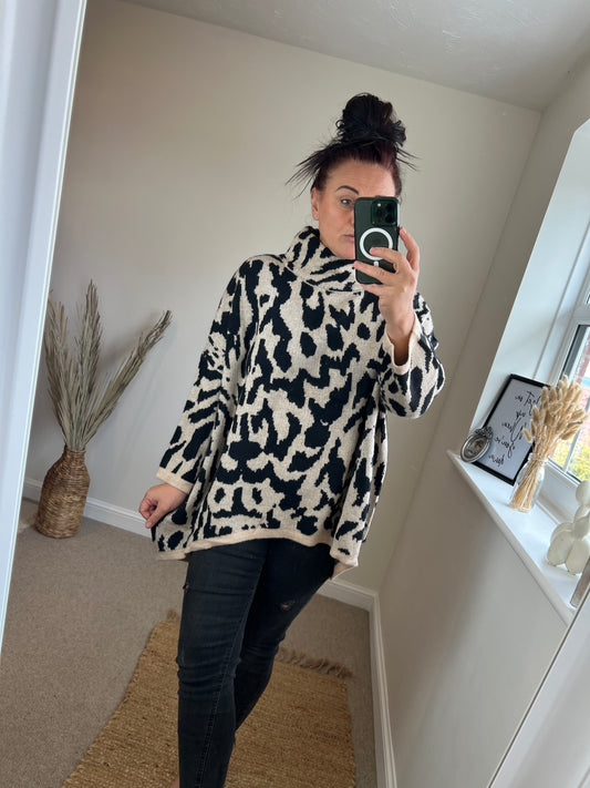 High Neck Leopard Jumper