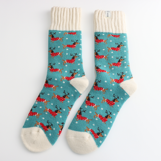 Miss Sparrow Winter Socks - Xmas Sausage Dogs