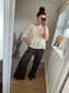 Wide Leg Linen Trousers - Chocolate