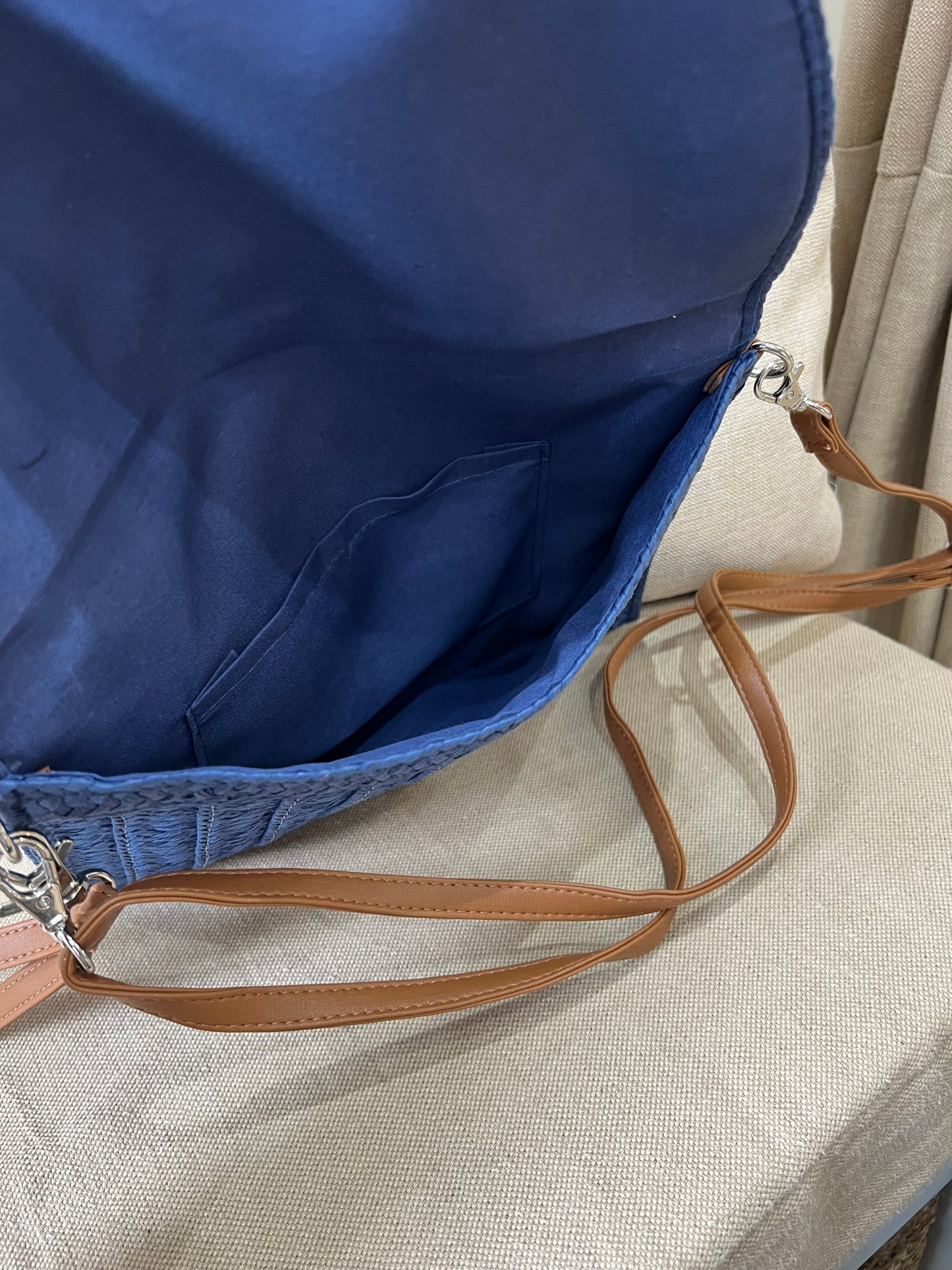 Straw Bag (Clutch/Crossbody) - Navy