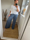Wide Leg Linen Trousers - Denim Blue