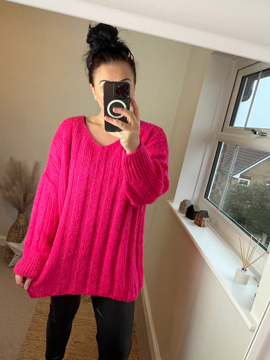 Chunky Ribbed Jumper - Pink