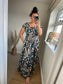 STEVIE Maxi Button Dress with Pockets -  Zebra Navy