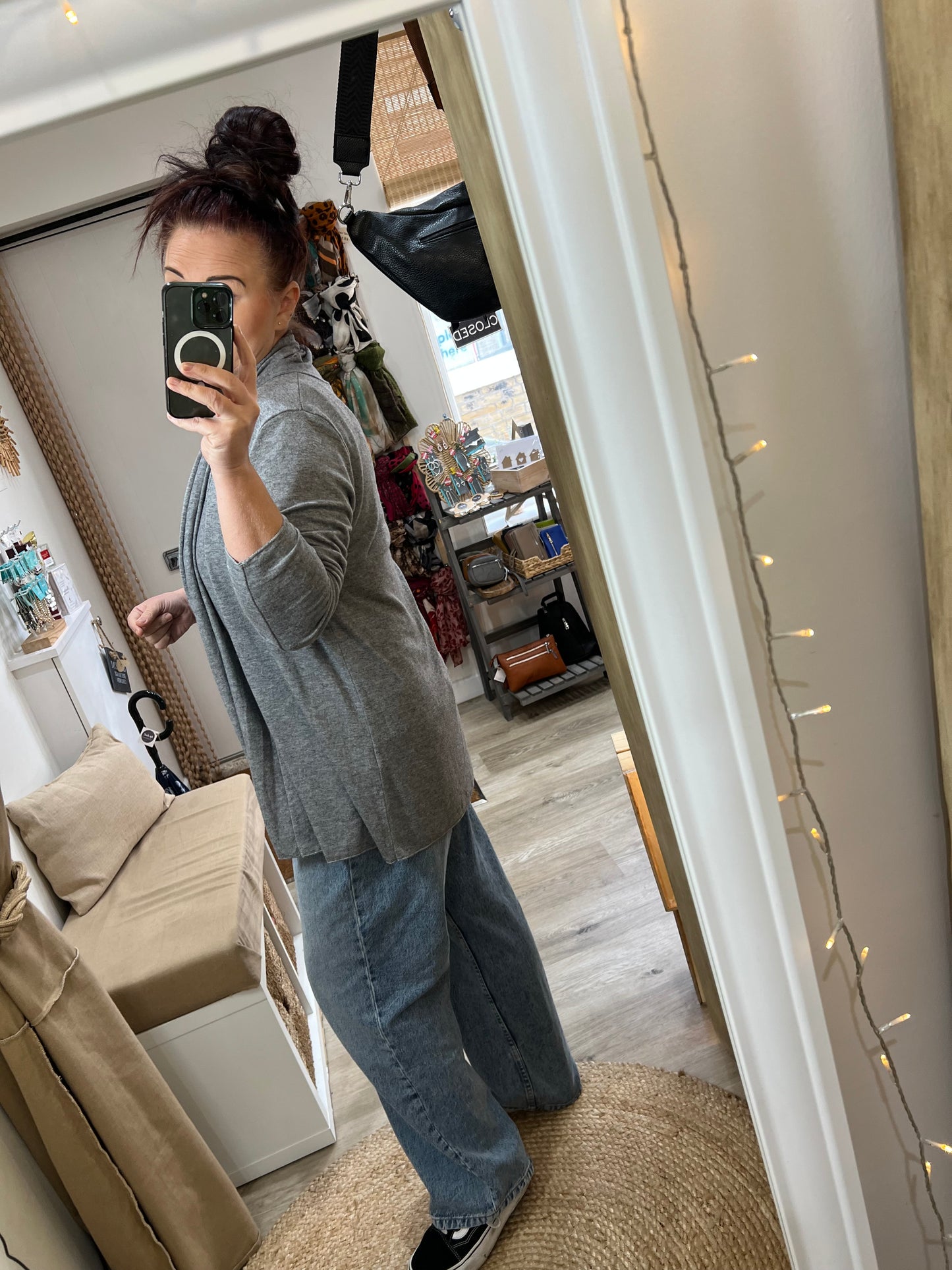 Short Open Cardigan - Grey