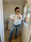 Ruffle Sleeve Smock Shirt - White